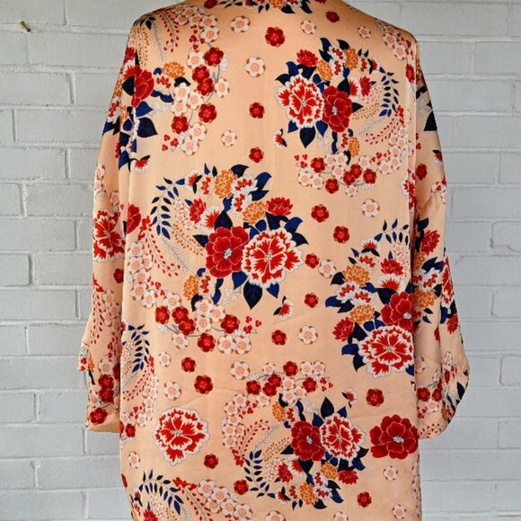 Violet & Claire Floral Kimono Style Jacket/Shirt- Large- Floral Dressing Coat - Picture 8 of 13